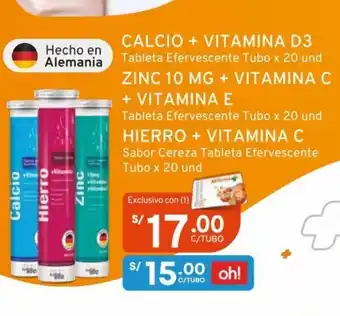 Mifarma CALCIO + VITAMINA D3 / ZINC 10MG + VITAMINA C + VITAMINA E / HIERRO + VITAMINA C oferta