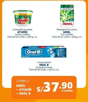 Makro Combo 3 ariel + ayudín + oral b oferta