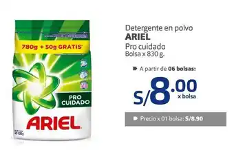 Makro Detergente en polvo ariel pro cuidado bolsa x 830 g. oferta