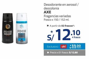 Makro Desodorante en aerosol / deocolonia axe fragancias variadas frasco x 150 / 152 ml. oferta