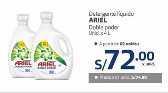 Makro Detergente líquido ariel doble poder unid. x 4 l oferta