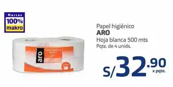 Makro Papel higiénico aro hoja blanca 500 mts pqte. de 4 unids. oferta