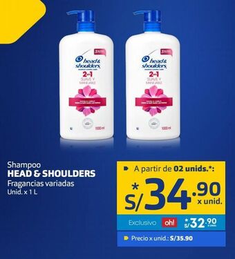 Makro Shampoo head & shoulders fragancias variadas unid. x 1 l oferta