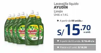 Makro Lavavajilla líquido ayudín limón unid. x 1.4 oferta