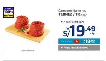 Makro Carne molida de res ternez / tr x kg oferta