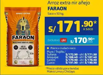 Makro Arroz extra nir añejo faraon 50kg oferta