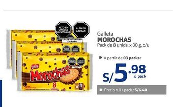 Makro Galleta morochas pack de 8 unids. x 30 g. c/u oferta