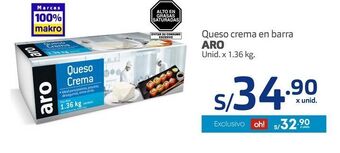 Makro Queso crema en barra aro unid. x 1.36 kg. oferta