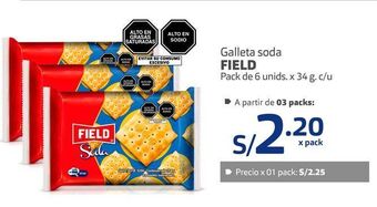 Makro Galleta soda field pack de 6 unids. x 34 g. c/u oferta