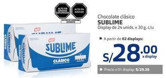 Makro Chocolate clásico sublime display de 24 unids. x 30 g. c/u oferta