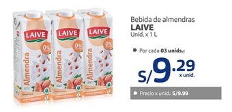 Makro Bebida de almendras laive unid. x 1 l oferta