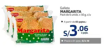 Makro Galleta margarita pack de 6 unids. x 50 g. c/u oferta