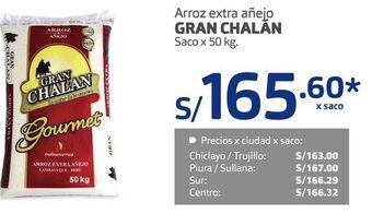 Makro Arroz extra añejo gran chalán saco x 50 kg oferta