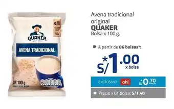 Makro Avena tradicional original quaker bolsa x 100 g oferta
