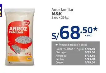 Makro Arroz familiar m&k saco x 25 kg oferta