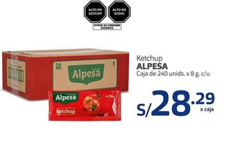 Makro Ketchup alpesa caja de 240 unids. x 8 g. c/u oferta