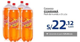 Makro Gaseosa guaraná pack de 4 unids. x 3 l c/u oferta