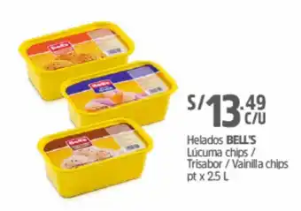 Plaza Vea Helados Bell's 2.5L oferta