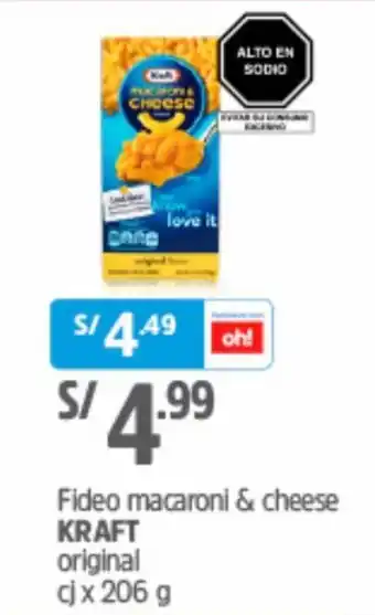Plaza Vea Kraft Macaroni & Cheese Original 206g oferta