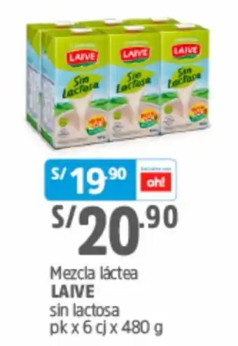 Plaza Vea Laive Mescla Láctea sin Lactosa 6 x 480g oferta