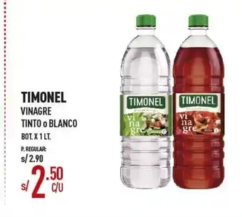 Vega TIMONEL Vinagre Tinto o Blanco Bot. x 1 lt oferta