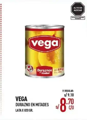 Vega VEGA Durazno en Mitades Lata x 820 gr oferta