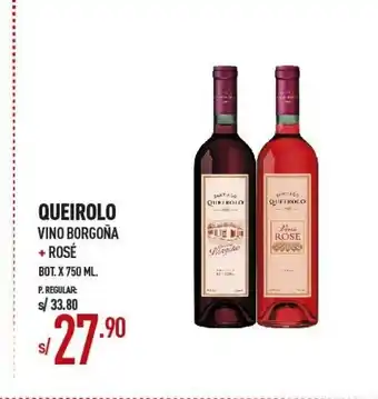 Vega Queirolo Vino Borgoña + Rose Bot, x 750 ml oferta
