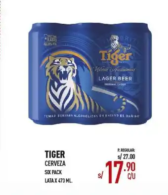 Vega TIGER Cerveza Six Pack Lata x 473 ml oferta