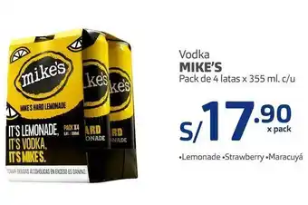 Makro Vodka mike’s pack de 4 latas x 355 ml. c/u oferta