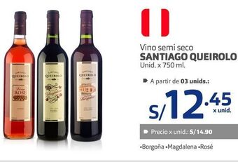 Makro Vino semi seco santiago queirolo unid. x 750 ml. oferta