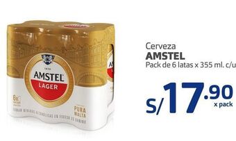Makro Cerveza amstel pack de 6 latas x 355 ml. c/u oferta