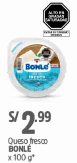 Plaza Vea Queso Fresco Bonlé 100g oferta