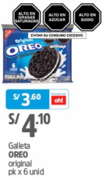 Plaza Vea Galleta Oreo Original 6 Unid oferta