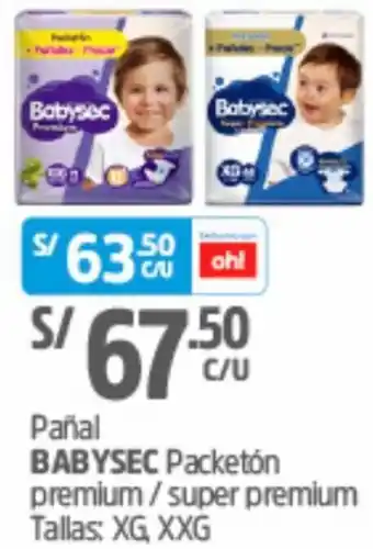 Plaza Vea Pañal Babysec Packetón XG,XXG oferta