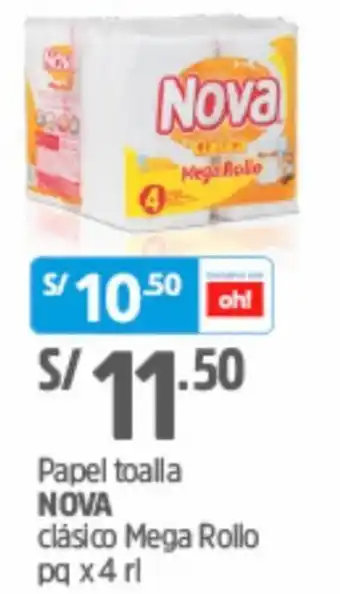 Plaza Vea Papel Toalla Nova Clásico Mega Rollo 4rl oferta