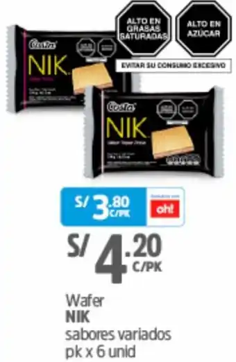 Plaza Vea Wafer Nik Sabores Variados 6 Unid oferta