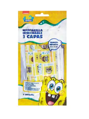 Tottus Mascarilla desechable bob esponja infant oferta