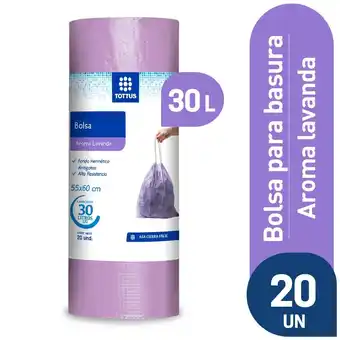 Tottus Bolsa lavanda perfumada en rollo 30 lt oferta