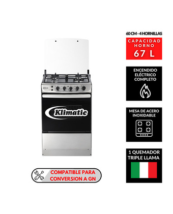 Tiendas EFE Cocina de pie a gas klimatic tedesca plus 4 hornillas oferta