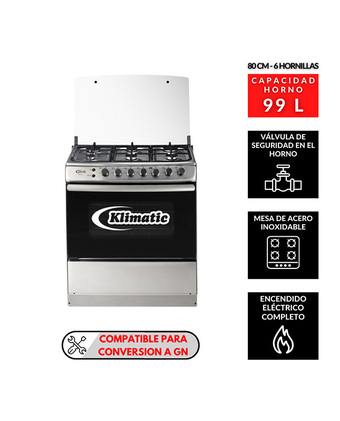 Tiendas EFE Cocina de pie a gas klimatic tremare plus 6 hornillas oferta