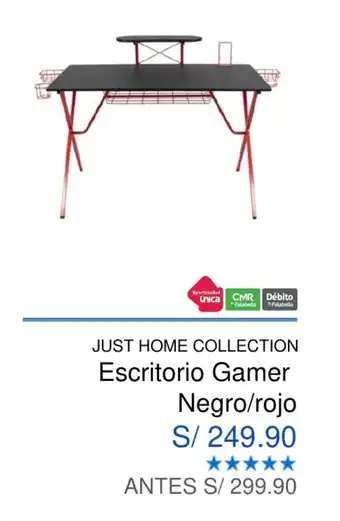 Maestro Just Home Collection Escritorio Gamer Negro / Rojo oferta