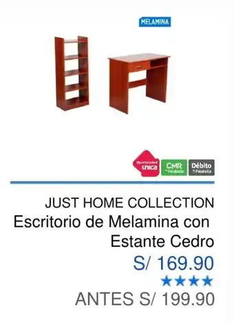 Maestro Just Home Collection Escritorio de Melamina con Estante Cedro oferta