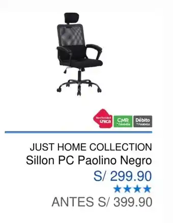 Maestro Just Home Collection Silla PC Paolino Negro oferta