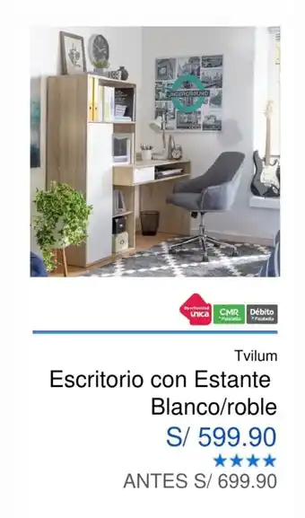 Maestro Tvilum Escritorio con Estante Blanco / Roble oferta