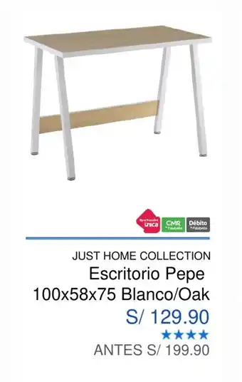 Maestro Just Home Collection Escritorio Pepe Blanco / Oak 100 x 58 x 75cm oferta