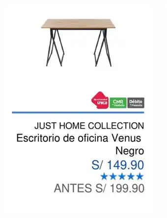 Maestro Just Home Collection Escritorio de Oficina Venus Negro oferta