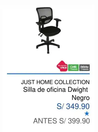 Just Home Collection Silla de Oficina Dwight Negro