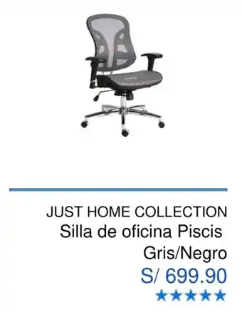 Maestro Just Home Collection Silla de Oficina Piscis Gris / Negro oferta
