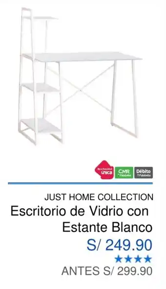 Maestro Just Home Collection Escritorio de Vidrio con Estante Blanco oferta