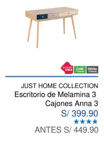 Maestro Just Home Collection Escritorio de Melamina 3 Cajones Anna 3 oferta